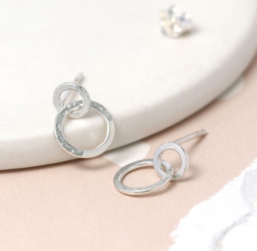 Sterling Silver Linked Hoop Earrings by Peace of Mind